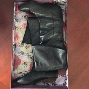Lucky brand black leather over-the-knee boots